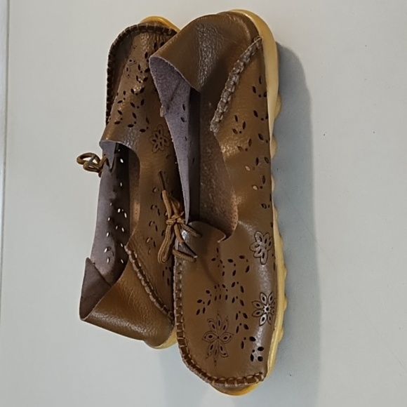 Fantini Soft Supple Leather Tan Brown Moccasin Lazer Cut Driving Shoe - Picture 5 of 11